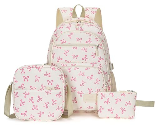 SHOFUL Coquette - Lot de 3 sacs à dos - Rose - 45 cm - Kawaii - Pour filles et adolescentes - Sac d'école rose