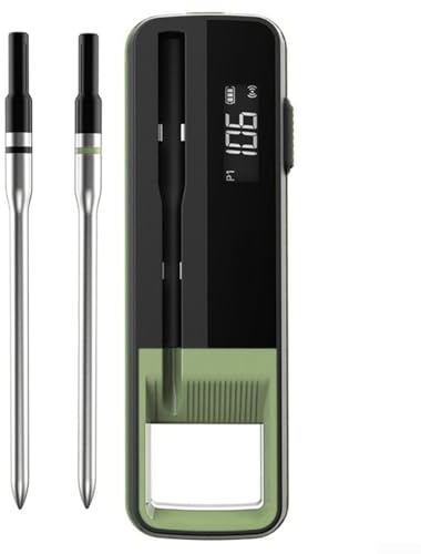 Homeponnew Funk-Grill-Thermometer, 300 °C Reichweite, 100 m Blauzahn, 304 Edelstahl, intelligente App-Steuerung, 3-Sekunden-Messwerte (doppelt)