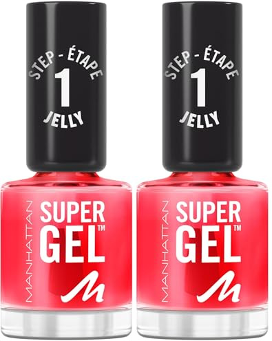 MANHATTAN Super Gel Nail Polish, Jelly Gloss, langhaltender Nagellack, hochglänzendes Finish, einfache Anwendung, gelartige Maniküre, splittert nicht, cleane Formel, 010 Coco Suga, 12ml