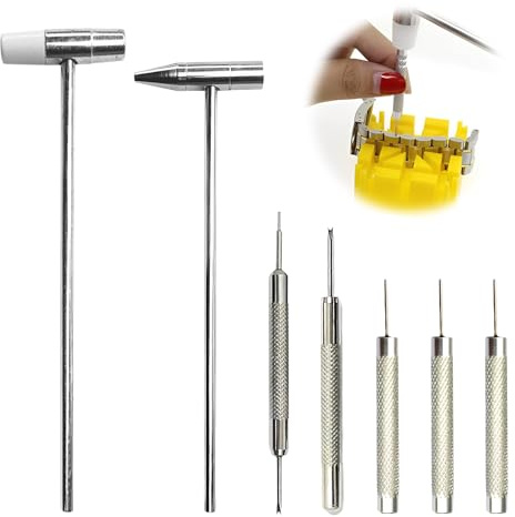 VEOIRXU 2 Pezzi Mini Martelli Con 5 Accessori Per Riparazione Martello a Doppia Testa Per Orologiaio in Plastica Leggera Con Testa in Metallo Per Gioielli Strumenti Musicali Artigianato Orologi