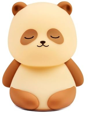 Nattou Nachtlampe Panda LED-Nachtlicht aus Silikon - 2 Helligkeitsstufen und Farbstufen - BPA-frei - 12 cm - Silikon - Beige