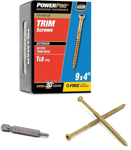 Power Pro All-Purpose Wood Trim Screws, #9 x 4in, 64 Pack, Bronze