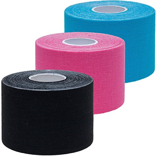 ZiATEC Pro Kinesiologie Tape - Physio-Tape, Farbe:1x blau / 1x pink / 1x schwarz