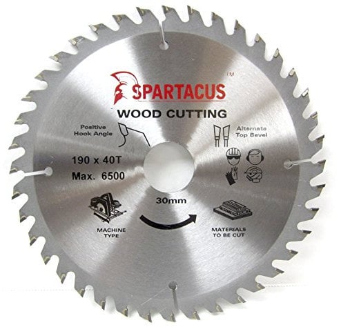 Spartacus 190mm Diameter x 40 Teeth x 30mm Bore Wood Cutting Circular Saw Blade Fits Ryobi W6610 6613 6615