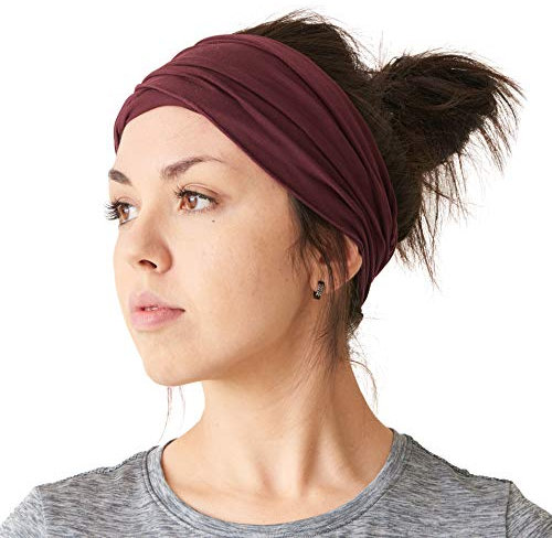 Dünnes Lauf Stirnband Sport Haarband Herren, Bandana Damen Sommer Japanische Mode Lang, Loop Tuch Zum Binden Weinrot