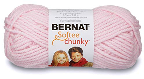 Bernat Softee Chunky Yarn, 3.5 Oz, Gauge 6 Super Bulky, Baby Pink