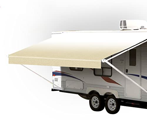 SunWave- RV Awning Fabric Replacement | RV Electric Awning Fabric Replacement | Premium Vinyl RV Canopy | Awning Replacement (18', Camel Fade)
