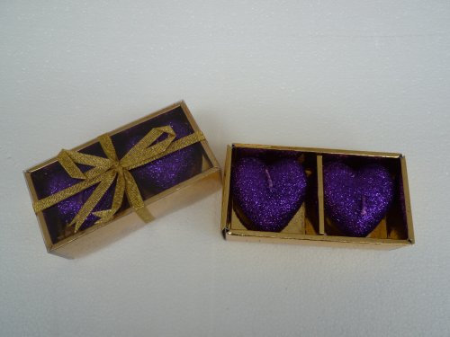 Bella-Vita GmbH 2 x 2er Set Kerzen in Herzform, Farbe lila