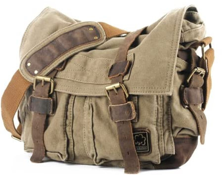Eysee Schultertasche Herren Canvas-Umhängertasche Daypack für Alltag und Sport 35cm (L) X 30cm(H) X 10cm(W) (Grün)