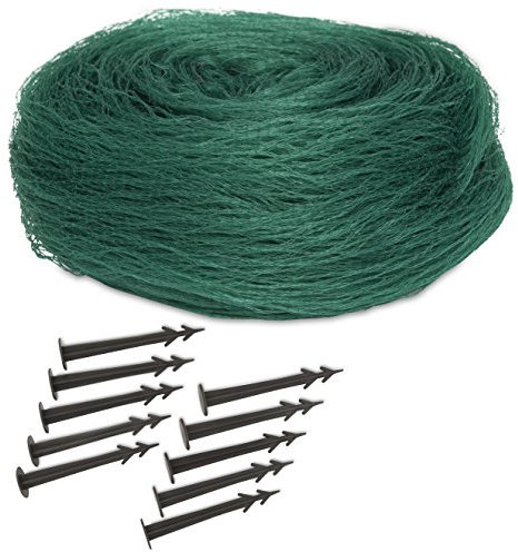 Windhager 06056 06056-Rete di Protezione per laghetti e Serbatoi d'Acqua, con 10 Supporti per Rete, 4 x 3 m, Colore: Verde