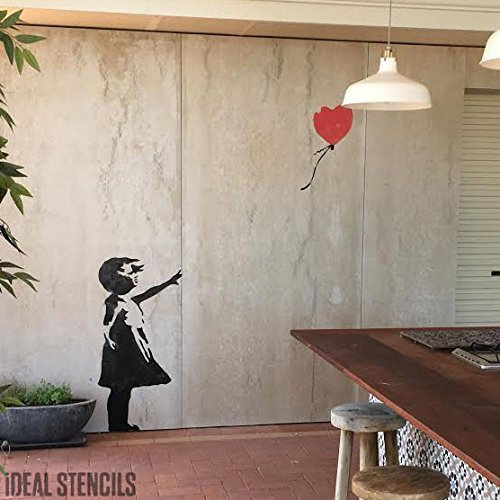 Banksy Ballon Mädchen XL Lebensgröße Wandsticker Wand Schablone - GIRL 78CM HIGH