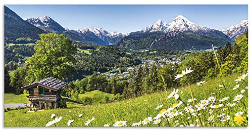 ARTland Wanddeko Wandbild Alu Verbundplatte für Innen & Outdoor Bild 60x30 cm Alpen Landschaft Berge Wald Gebirge Wiese Sommer Natur T1QL