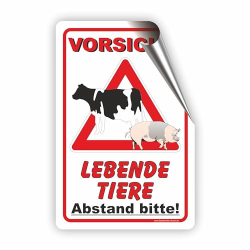 VORSICHT! Lebende Tiere Transport/Tiertransport/T-013 (20x30cm Aufkleber)