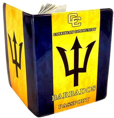 (30+ Designs) Passport Cover Holder Protector Wallet Case Mens Womens for Travel Holiday & Luggage Tag Options (Barbados)