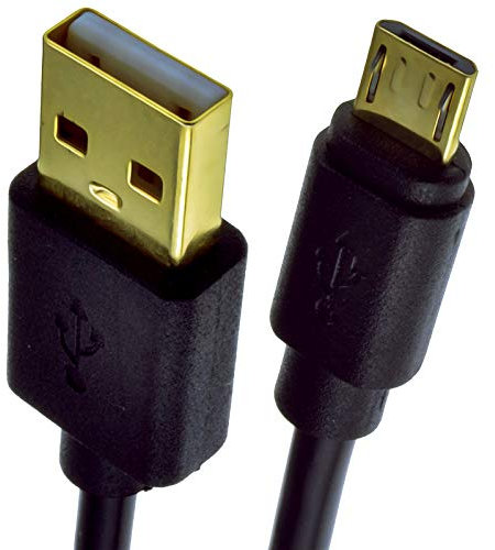 kenable Gold USB 2.0 A to MICRO B FAST CHARGE and Sync Cable 24AWG 0.3m Black
