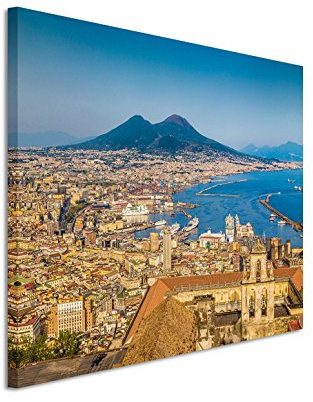 Eau Zone GmbH Kunstdruck auf Leinwand 120x80cm Urbane Fotografie – Überblick über Neapel mit Dem Versuv