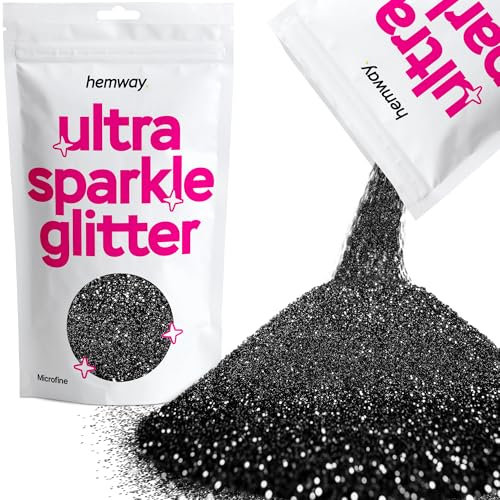 Hemway Ultra Sparkle Glitter - Black | 100g Microfine Metallic Flakes for Resin & Epoxy Crafts | Supplies for Halloween Craft and Decorations, Autumn Decor, Masks, Nails, Face, Art