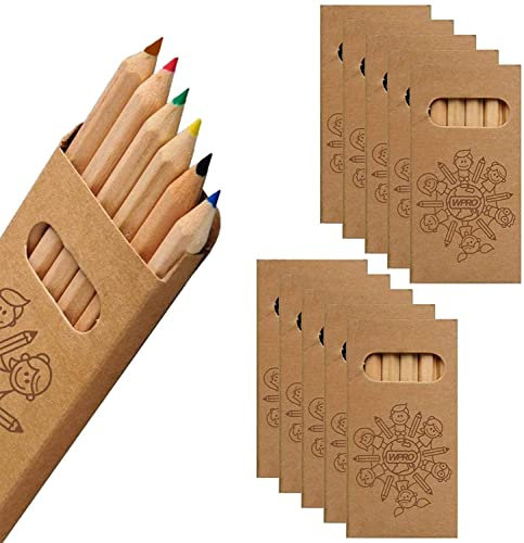 WPRO Kids- Holz- Buntstifte 25-er Set|Kinder-Geburtstag Jungen & Mädchen|Geschenkartikel Mitgebsel 6 Farben, Fünfeckig Eco Kinder (Braun 150 Stifte)