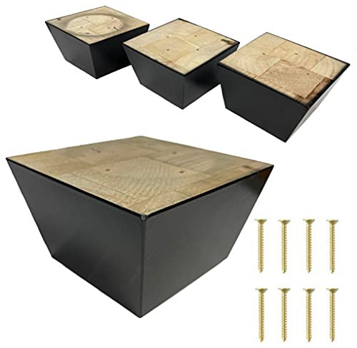 ComfortStyle Möbelbeine, Sofa-Couch und Stuhl, 7,6 cm hoch x 12,7 cm, extra breite Holzfüße, 4 Füße, strapazierfähig, dunkle Espresso-Oberfläche