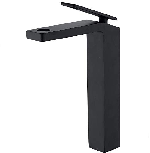 HomeLava Moderne Wasserhahn Bad Schwarz Waschtischarmatur Hoch Einhebelmischer Badarmatur Hohl Design Mischbatterie Wasserfall Armatur Kupfer