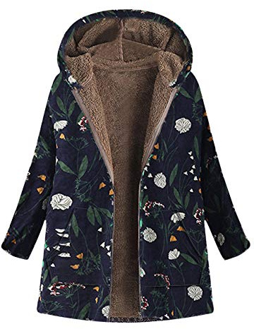 Yowablo Damen Outwear Mäntel Plus Größe Mit Kapuze Langarm Reißverschluss