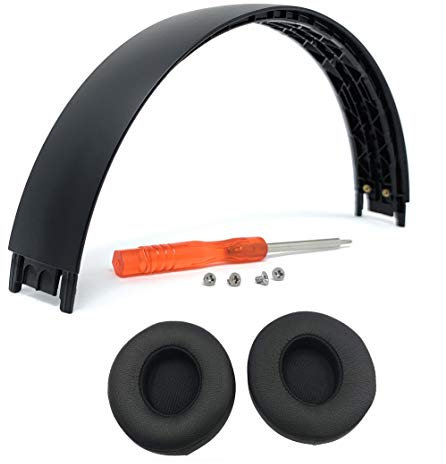Solo3 - Kit di riparazione per cuffie Beats Solo 3 Wireless e Solo 2 Wireless (fascia nera opaca + cuscinetti neri)