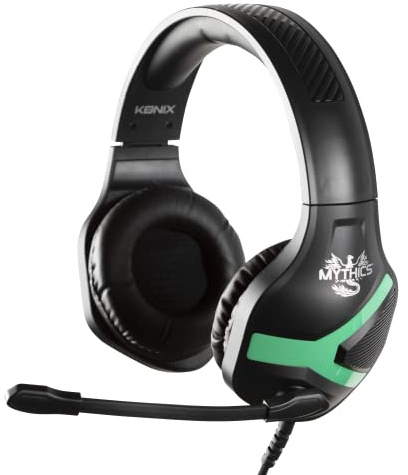 Konix Mythics Casque Gaming Filaire Nemesis pour Xbox One et Series X|S - Microphone 45° - Câble 1,5 m - Prise Jack 3,5 mm - Noir et Vert