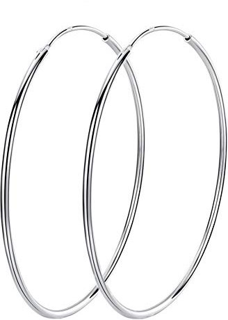 90 mm Große Creolen S925 Sterling Silber Kreis Endless Huggie Big Creolen Ohrring für Frauen Mädchen