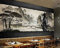 Schwarz-Weiß-Held Samurai Mountain Lake View Japanisches Restaurant 3D-Poster Fotos Wände Kunst Kinderzimmer Cartoo Wanddekoration fototapete 3d Tapete effekt Vlies wandbild Schlafzimmer-150cm×105cm