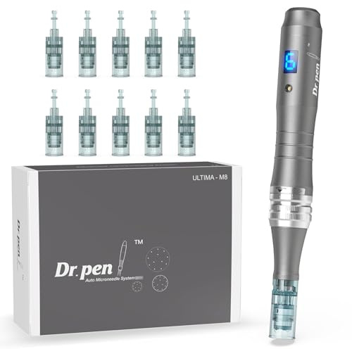 Dr.pen M8 Microneedling Pen with 10 Nano Round Cartridges | Wireless Micro Needling Pen Home Skin Care Tool Kit for Face and Body Auto Microneedling Device Set