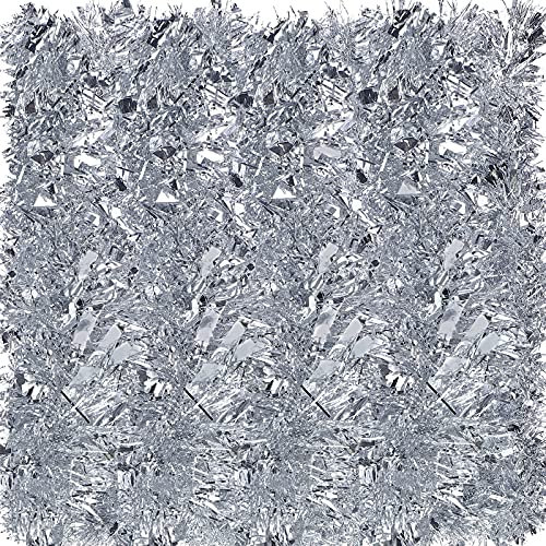 Waydress 100 m Weihnachten Lametta Girlande Metallic Twist Girlande Glänzende hängende Girlande Ornamente für Weihnachtsbaum Party Supplies Indoor und Outdoor Dekoration (Silber)