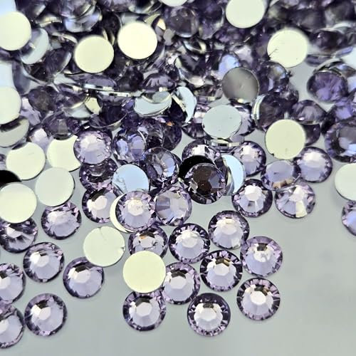 MajorCrafts 2000pcs 5mm ss20 Flat Back Resin Rhinestone Embellishment Gems (Lilac Purple C12)