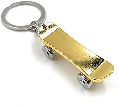H-Customs Skate Board Rollbrett gold Schlüsselanhänger Anhänger