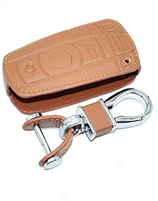 SELIYA Leder Autoschlüsseletui, passend für BMW E90 E60 E70 E87 1 3 5 6 Serie M3 M5 X1 X5 X6 Z4 Schlüsselanhänger Halter Schutzhülle Tasche,A Braun