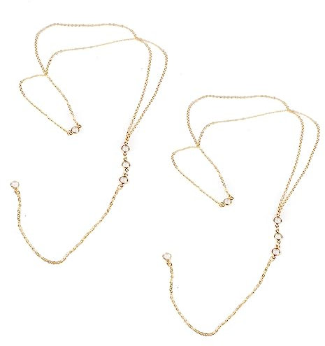 Amindz 2 Stück Hintergrund Halskette,Goldene Damen Rückenkette mit Strass,Halskette Braut Zurück,Rückenkette für Rückenfreie Kleider,Kristall Hintergrund Halskette für Frauen und Mädchen