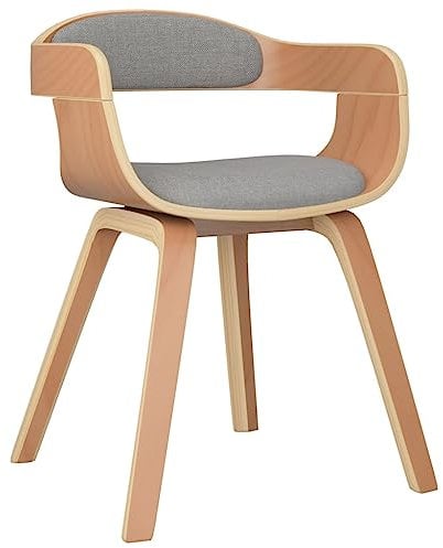 vidaXL Esszimmerstuhl, Essstuhl mit Armlehnen, Küchenstuhl mit Holzbeinen, Stuhl für Esszimmer Küche, Sessel Polsterstuhl, Taupe Bugholz Stoff