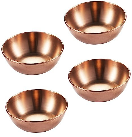 Operitacx 4pcs Stainless Steel Dipping Bowls, Rose Gold Dishes Dip Bowls, Small Soy Serving Bowls Snack Bowls Dessert Bowls for Sushi Tapas Plates Seasoning Dishes Dip Trays