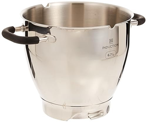 Kenwood Cooking Chef 6.7L Bowl KAB90.000SS, Edelstahlschüssel mit Griffen, Spülmaschinenfest, Interne Skala, Kompatibel mit Kenwood Chef XL und KCC90, Edelstahl-Satin-Finish