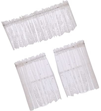 ORFOFE Halber Duschvorhang Wohnzimmervorhänge Krippendekoration Leinen Wie Gardinen Sonnenfeste Spitze Fenstervorhänge Fenster Volant Fenster Dekorativ Weihnachten Datenschutzfolie Weiß