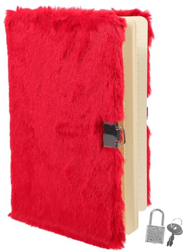 Gatuida Kinder-Plüsch-Notizbuch, Plüsch-Tagebuch mit Schloss und Schlüssel, A5, liniert, Hardcover-Planer, Organizer, Notizbuch, Verriegelung, Tagebuch, Schreibblock, Geschenk für Mädchen und Jungen