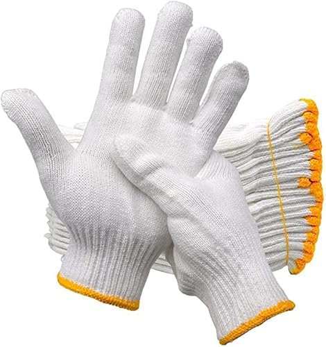 MEGAHERZ 12 Paar Weiß Baumwollhandschuhe Stoffhandschuhe für Männer und Frauen, Bauhandschuhe Arbeitshandschuhe für Werkstelle, Baustelle