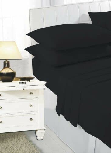 Fitted Sheet | Luxury Easy Care Polycotton Bed Sheet | Mattress Cover Non Iron, soft fabric, 26 Colours (Blk K)