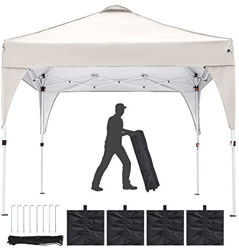 Gazebo, Pop Up Gazebo 3mx3m with Roller Bag, Waterproof Party Gazebo, 50+UV Protection with Coated Thincken Steel Frame for Party, Camping, Outdoor Activities -Beige