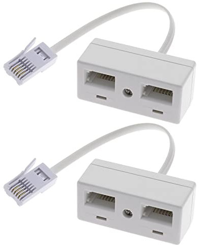 Create idea Lot de 2 répartiteurs téléphoniques 2 voies BT Adaptateur RJ11 BT mâle vers 2 femelles Double adaptateur de prise téléphonique britannique standard