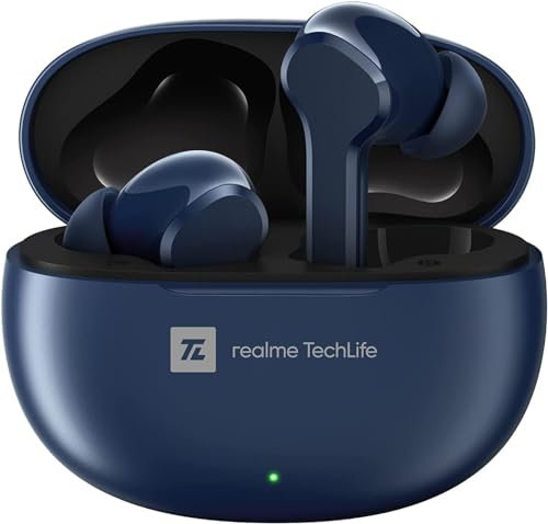 realme TechLife Buds T100 | IPX5 Water Resistance | Bluetooth 5.3 | up to 28 Hours Total Playback - (Blue)
