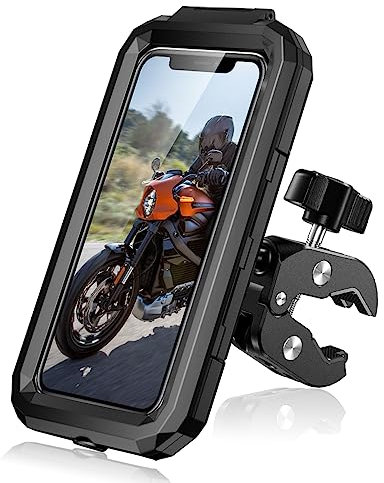 LUROON Support Téléphone Vélo Moto Scooter, Universel Ecran Tactile Etanche Rotation à 360 VTT Support Guidon Housse De Téléphone, pour 4.5-5.9 Pouces Smartphones