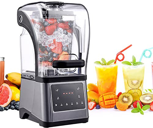 Máquina para Hacer Helados, licuadora, licuadora, licuadora, trituradora de Hielo de Grado alimenticio, máquina granizadora con tolva de 1,6 l, Cubierta, máquina de cocción silenci