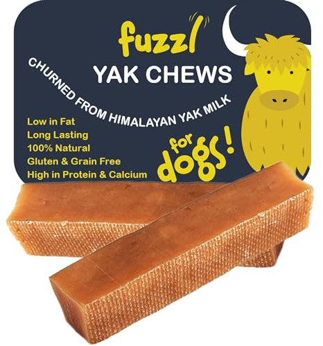 Fuzzl Premium Yak Chews for Dogs - 2 Pack 140g - Natural Dog Treats with Himalayan Yak Milk - Natural Dog Chews Long Lasting Dental Sticks