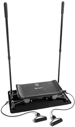SHARPBODY Shapeboard, Balancebrett mit LC-Display, Balance Board, Ski-Trainer mit 2 Expanderbändern und Handgriffen inkl. Unterlegmatte, max. 120 kg