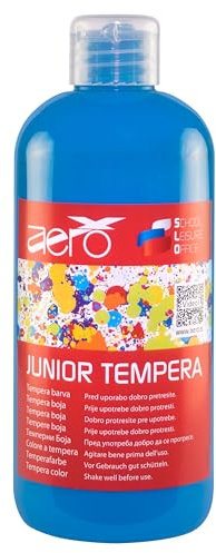 AERO Tempera Einzelfarben, 0,5L, ungiftig, leuchtende und intensive Farben, hochpigmentiert, mit Wasser vermalbar, geeignet für zahlreiche Maltechniken, Cyanblau